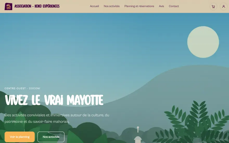 Page d'accueil du site de Koko Expériences